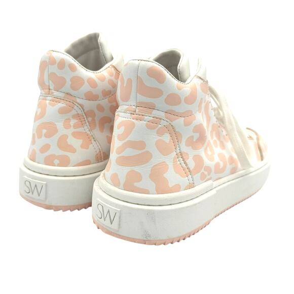 Stuart Weitzman Ryan Pink Rosewater Cheetah Leather High Top Fashion Sneakers - Picture 9 of 11